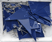 P604-Pennant Shaped Map Flag Pins - Blue (25 per box)